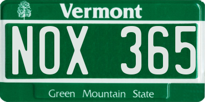 VT license plate NOX365