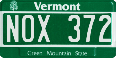 VT license plate NOX372