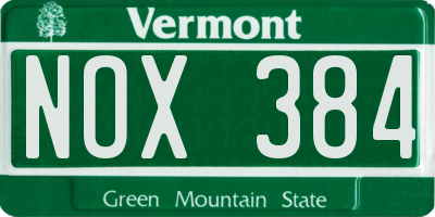 VT license plate NOX384