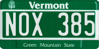 VT license plate NOX385