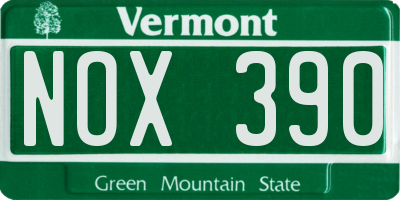 VT license plate NOX390