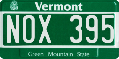 VT license plate NOX395