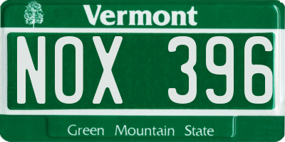 VT license plate NOX396