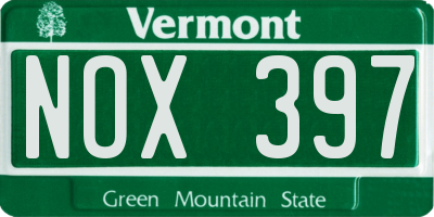 VT license plate NOX397