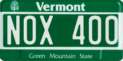 VT license plate NOX400
