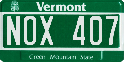 VT license plate NOX407