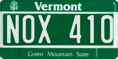 VT license plate NOX410