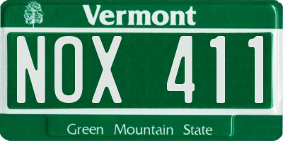VT license plate NOX411