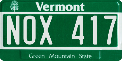 VT license plate NOX417