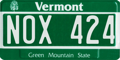 VT license plate NOX424