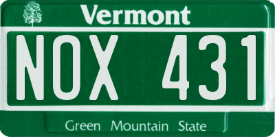VT license plate NOX431