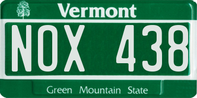 VT license plate NOX438
