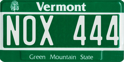 VT license plate NOX444