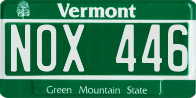 VT license plate NOX446