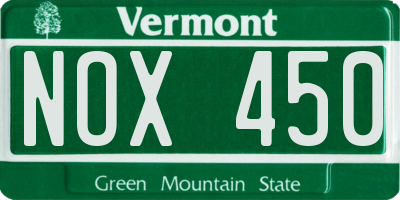 VT license plate NOX450