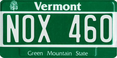 VT license plate NOX460