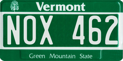 VT license plate NOX462