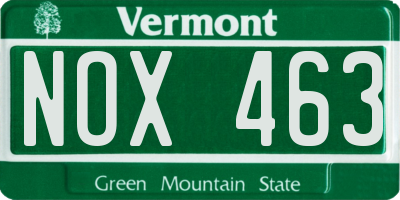 VT license plate NOX463