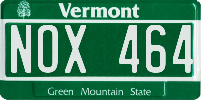 VT license plate NOX464