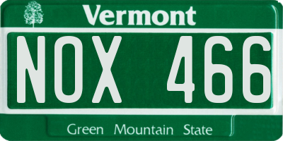 VT license plate NOX466