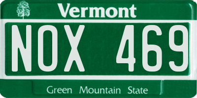 VT license plate NOX469