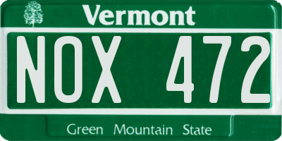 VT license plate NOX472