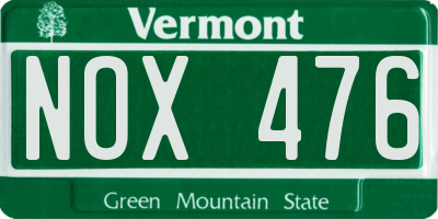 VT license plate NOX476