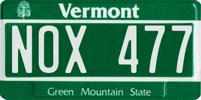 VT license plate NOX477