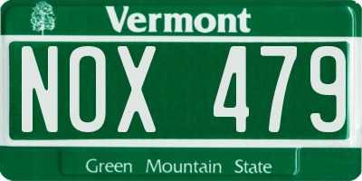 VT license plate NOX479