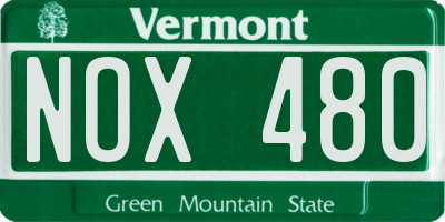 VT license plate NOX480