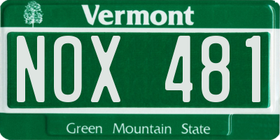 VT license plate NOX481