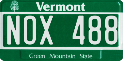 VT license plate NOX488