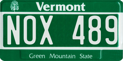 VT license plate NOX489