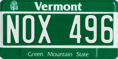 VT license plate NOX496