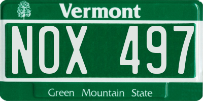 VT license plate NOX497