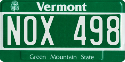 VT license plate NOX498