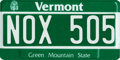 VT license plate NOX505