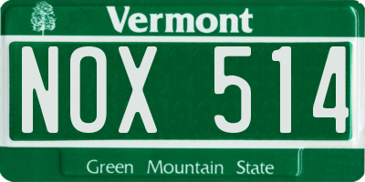 VT license plate NOX514