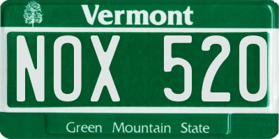 VT license plate NOX520