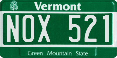 VT license plate NOX521