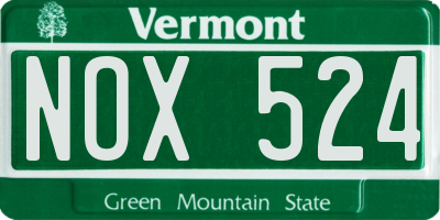 VT license plate NOX524