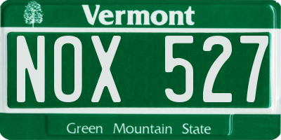 VT license plate NOX527