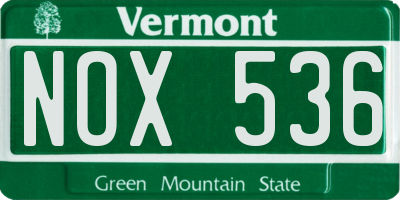 VT license plate NOX536