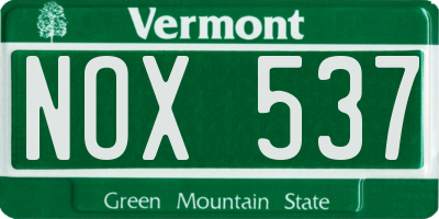 VT license plate NOX537