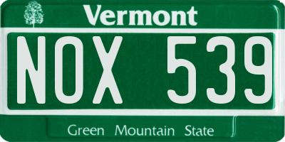 VT license plate NOX539