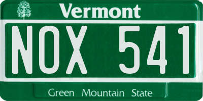 VT license plate NOX541