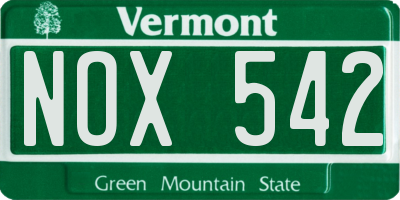 VT license plate NOX542