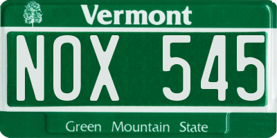 VT license plate NOX545