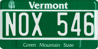 VT license plate NOX546