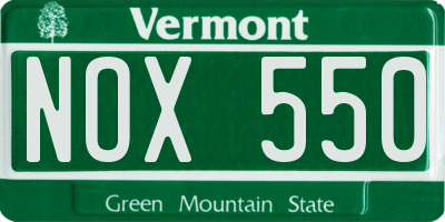 VT license plate NOX550
